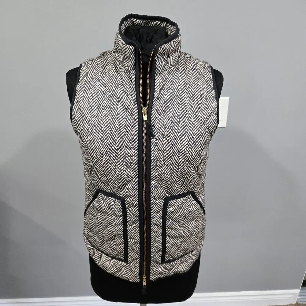 🐢 J. Crew Quilted Herringbone Puffer Vest Size XS Super Cute!